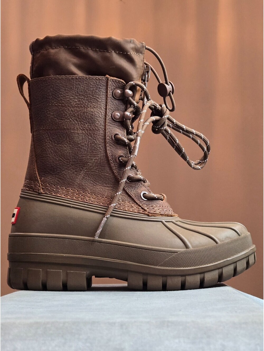 Hunter Skylar Waterproof Duck Boots - Dark Natural (HWSKYLAR) Women's 5 NEW